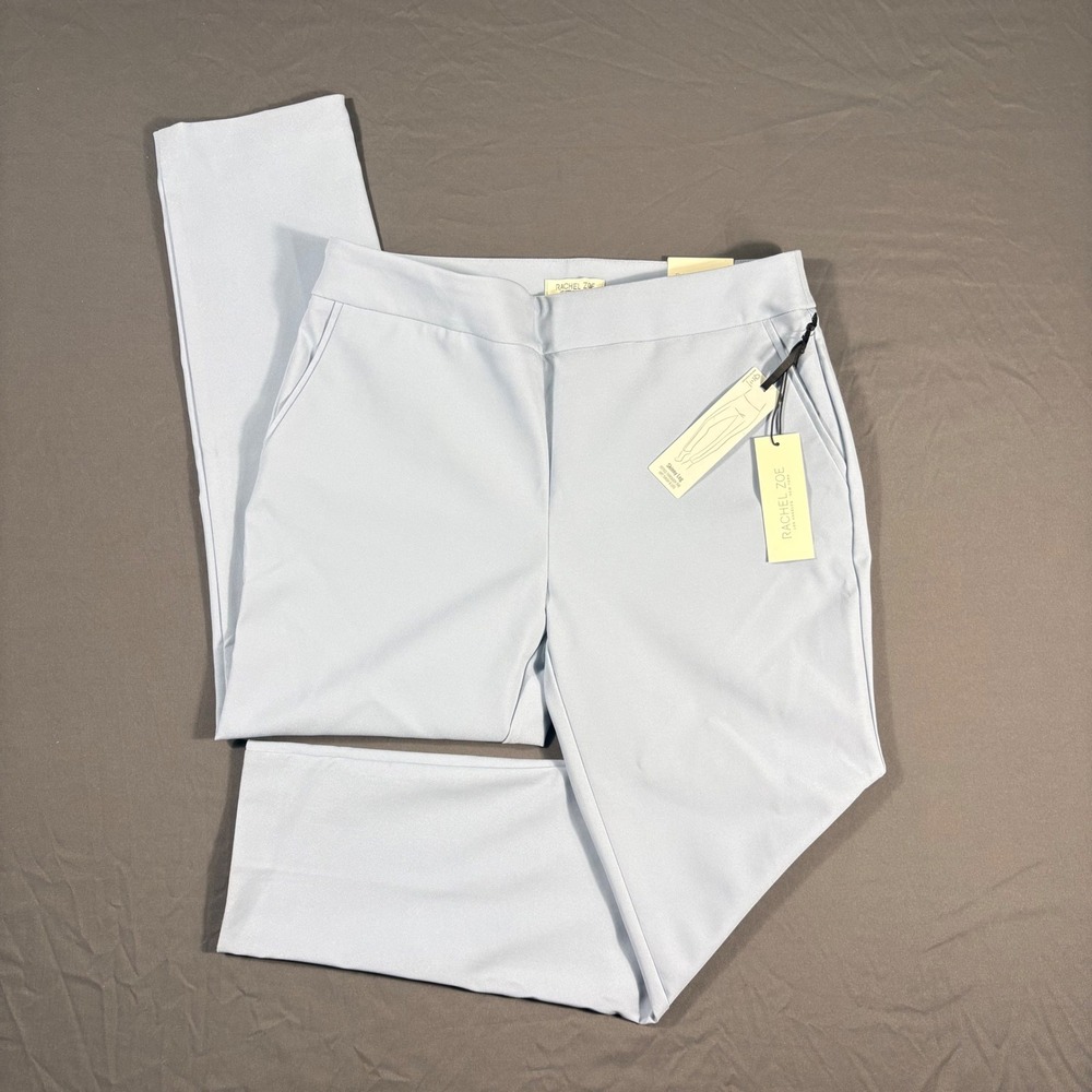 NWT Rachel Zoe Womens High Rise Slim Leg Dress Pants Size 12 Light Blue Stretch